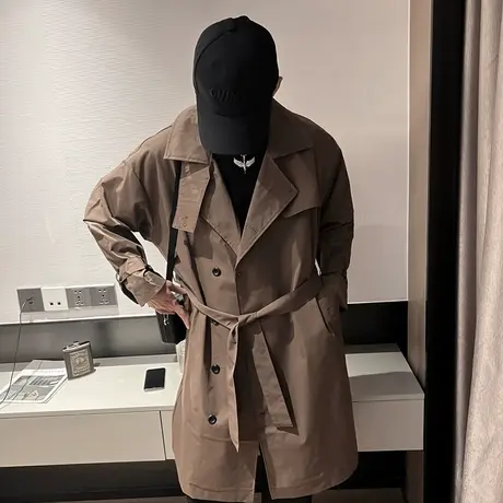 风衣外套男中长款春秋季雅痞英伦风时尚高级感潮牌韩版中长款大衣商品大图
