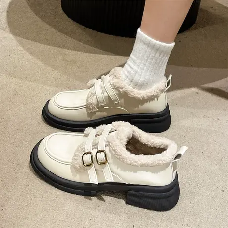 爆款英伦风乐福鞋女款2023年新款通勤复古女鞋子秋冬季时尚小皮鞋商品大图