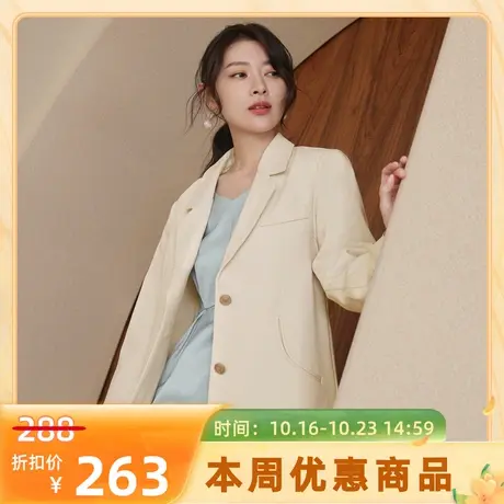 桔熊秋冬季复古廓形金属扣气质宽松制服高级西装外套女大码EA3520图片