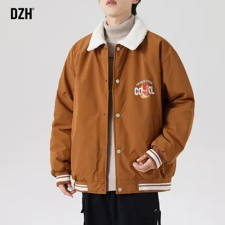 男士咖啡色外套男冬棉服男款加绒加厚棉衣2023年新款保暖夹克棉袄图片