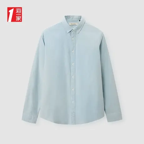 海一家宽松舒适长衬2023秋季新款青春休闲扣领尖领长袖衬衫男商品大图