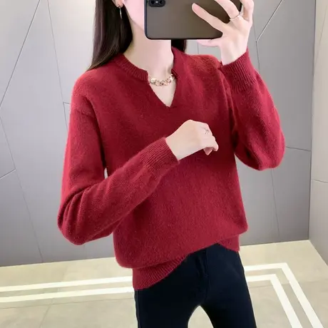 浣熊绒毛衣女2023秋冬季新款女装上衣百搭宽松外穿内搭打底针织衫图片