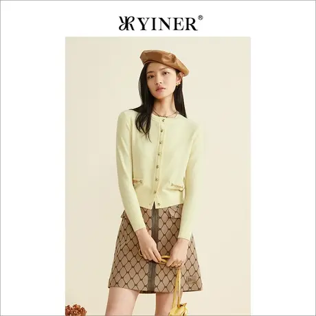 YINER音儿女装秋季法式漂亮毛衣外套长袖羊毛针织衫商品大图