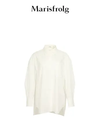 【言选好物】玛丝菲尔23春季新款白色设计感时尚长袖衬衫上衣商品大图