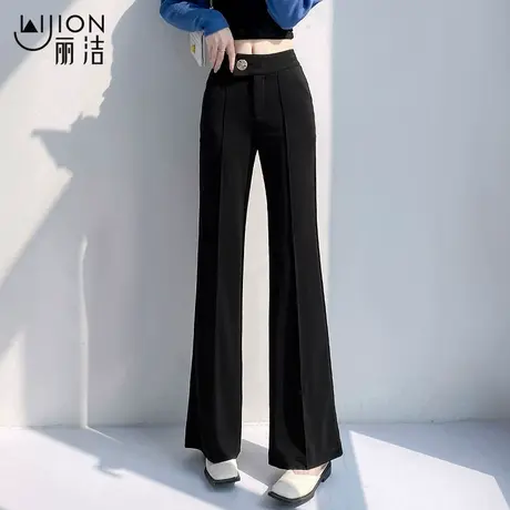 丽洁夏天薄款女裤高腰显瘦喇叭裤黑色裤子女2023新款通勤休闲长裤商品大图