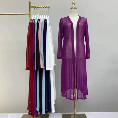 2022夏季防晒衣女大码中长款披肩外套过膝披风外搭薄款网纱开衫图片