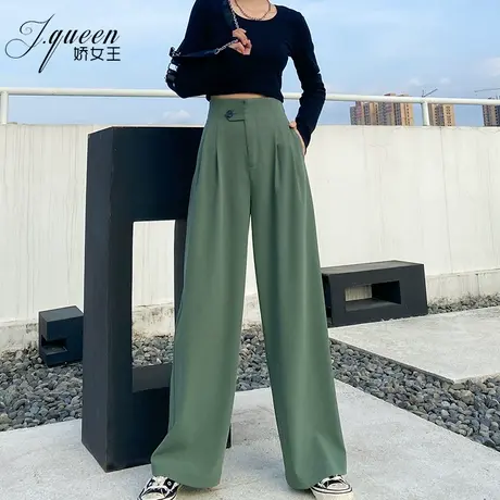 阔腿裤女高腰春季ins垂感宽松显瘦直筒裤复古百搭休闲拖地长裤子商品大图