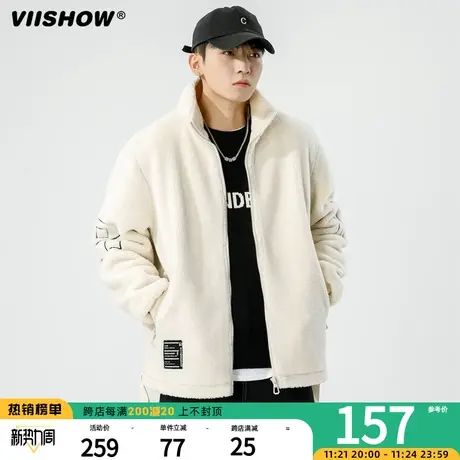 VIISHOW仿羊羔绒外套秋冬男季潮流衣服男生宽松休闲百搭保暖夹克商品大图