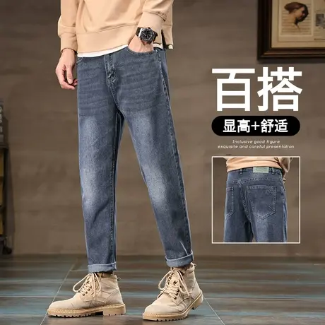 春季美式复古风男裤子春秋款男士潮牌新塘水洗九分休闲牛仔裤春天商品大图