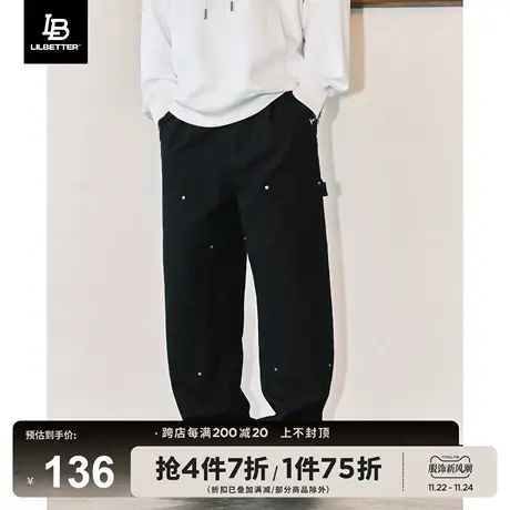 Lilbetter双膝伐木裤男美式休闲长裤秋款工装裤复古阔腿直筒裤子商品大图