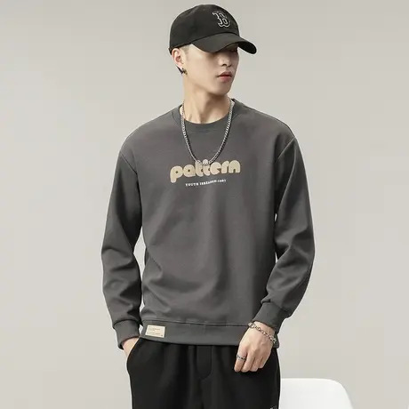 百搭潮流青少年潮牌男装多色圆领长袖卫衣加绒高档男士潮流卫衣商品大图