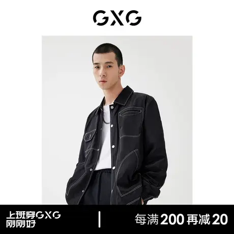 GXG男装 2022年春季新品商场同款浪漫格调系列翻领明线夹克外套图片