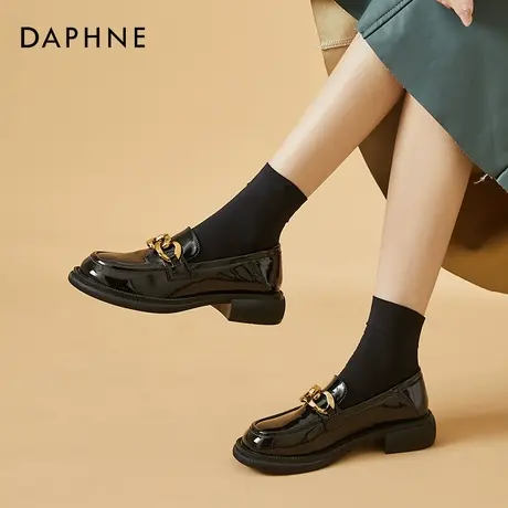 达芙妮玛吉珍英伦风小皮鞋女鞋平底低跟软皮2022夏季新款圆头单鞋商品大图