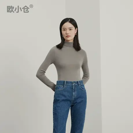 【直播间专享】灰色毛衣秋女秋冬高领针织打底衫修身内搭羊毛衫商品大图