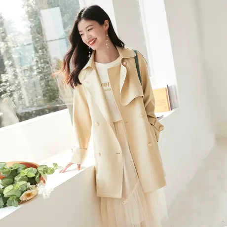 时尚气质风衣外套春季新款淑女修身显瘦百搭中款小个子上衣商品大图