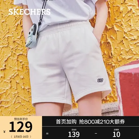 Skechers斯凯奇春季女士舒适宽松休闲裤百搭运动裤纯色针织短裤商品大图