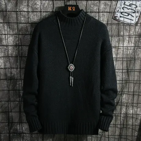 男士圆领毛衣春秋季潮流打底衫宽松针织衫情侣冬装日系衣服羊毛衫图片