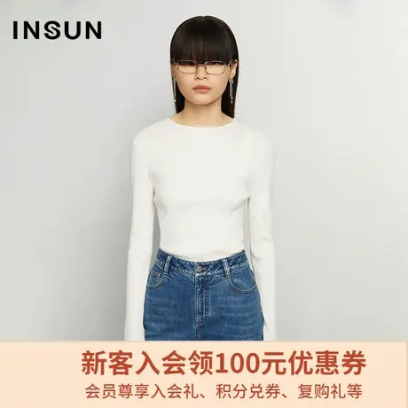 恩裳冬季时尚修身经典线条感纯色毛针织衫图片