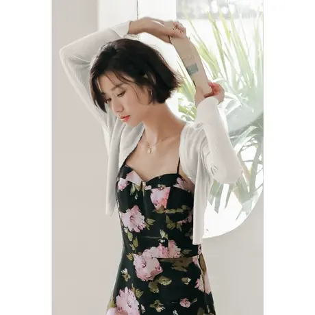 弥古紫色冰丝针织衫女披肩小开衫外套夏季吊带裙外搭防晒罩衫薄款图片