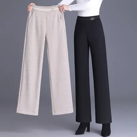 秋冬高腰阔腿裤女士2023新款通勤垂感直筒长裤宽松显瘦职业休闲裤商品大图