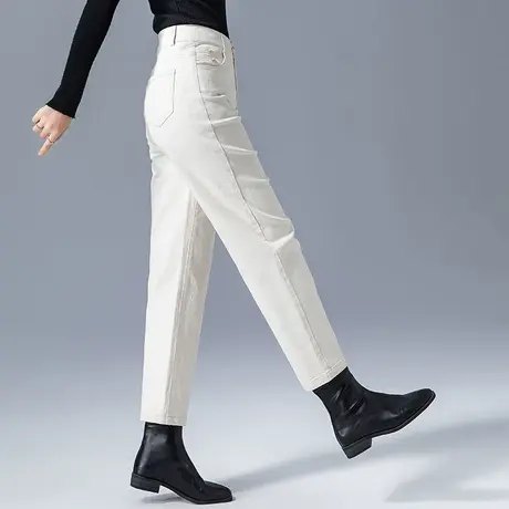 米白色裤子女春秋妈妈直筒裤老爹哈伦裤2023新款休闲九分裤萝卜裤商品大图