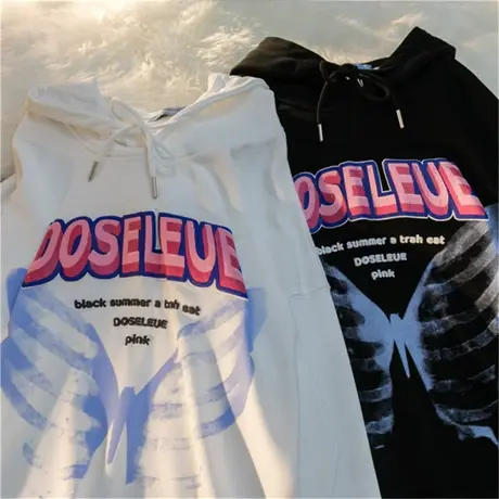 美式hiphop卫衣女2021宽松韩版ins连帽上衣bf慵懒风春秋薄款外套图片