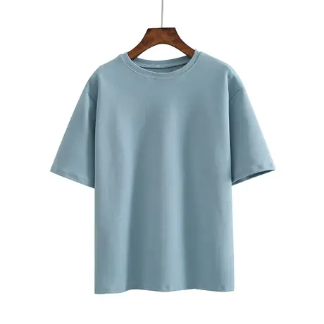 春夏新款纯白磨毛圆领宽松短袖体恤上衣简约内搭女打底衫条纹拼款商品大图