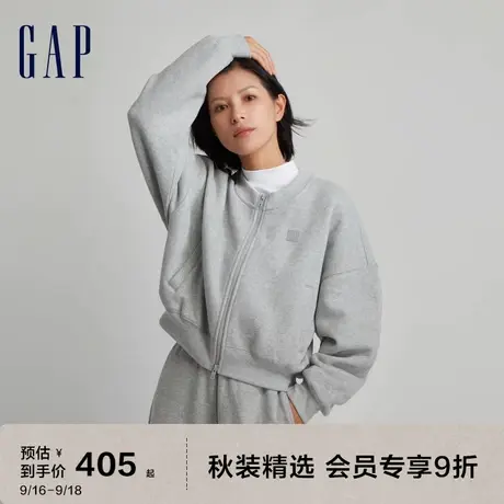 Gap女装秋冬2023新款LOGO碳素软磨抓绒卫衣811481休闲棒球外套图片
