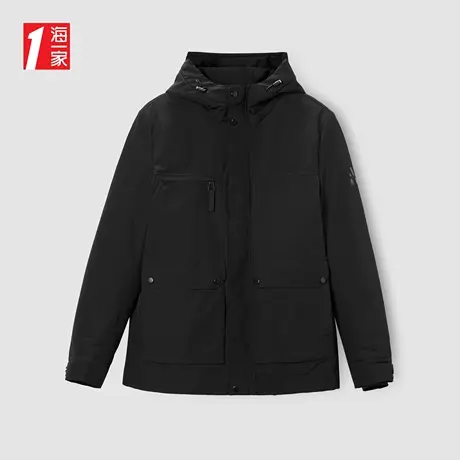 海一家休闲连帽保暖外套冬季简约日常基础男士羽绒服图片