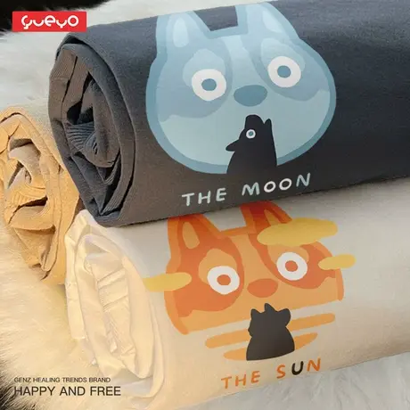 悦游 sun黑狗 忧郁王子原创设计短袖T恤男涂鸦情侣日系宽松夏季商品大图