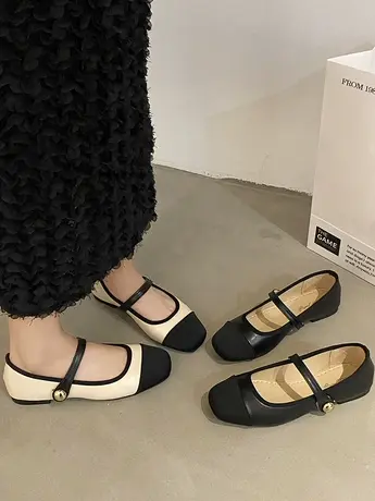 平底方头法式玛丽珍单鞋女鞋子2023年新款秋季小香风软底豆豆瓢鞋商品大图