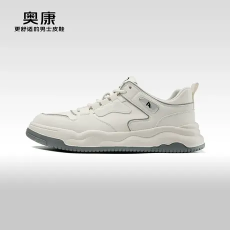 Aokang奥康2024春季新款时尚休闲板鞋男拼接轻质舒适透气单鞋商品大图