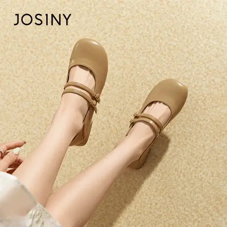 Josiny/卓诗尼玛丽珍女鞋2023夏季新款平底双扣一字带妈妈鞋单鞋商品大图