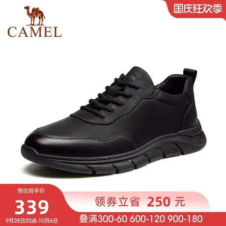 骆驼2023年秋季新款磨砂牛皮软弹大底止滑耐磨商务运动鞋男商品大图