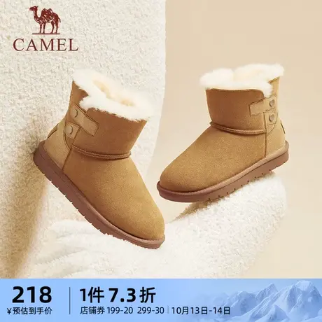 骆驼女鞋2023冬季新款加绒加厚雪地靴女款保暖棉鞋时尚百搭短靴商品大图