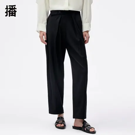 播2024春季新款假口袋盖装饰休闲高腰铅笔裤锥形裤女DDQ3KD5036商品大图