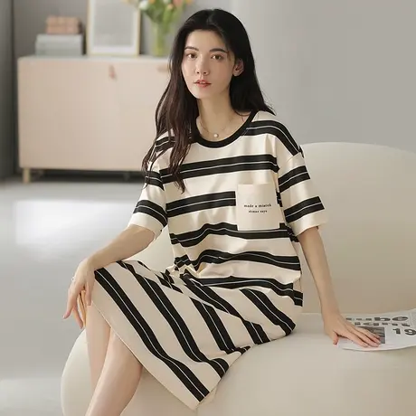 南极人睡衣网红风纯棉夏季短袖睡裙女款可外穿家居服2023年新款夏商品大图