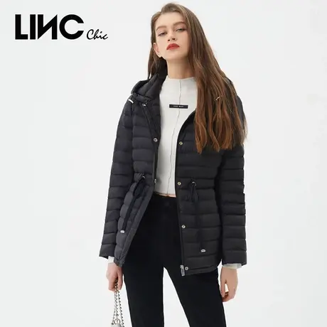 LINC金羽杰2023冬新款女款连帽短款轻薄羽绒服女专柜反季断码清仓商品大图