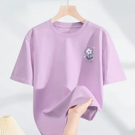 KV真维斯纯棉短袖T恤女2025新款 夏季透气圆领宽松显瘦小个子上衣商品大图