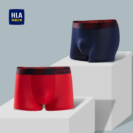 HLA/海澜之家两条装针织平脚短裤织带弹力吸湿透气舒弹贴身内裤男图片