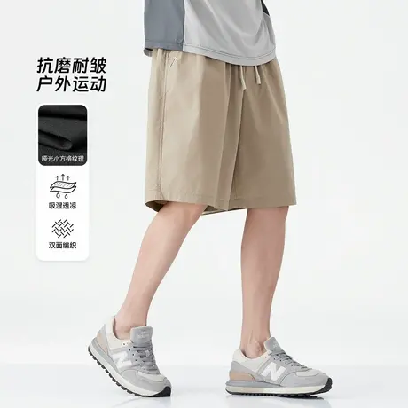 hansca锦氨棉弹细格短裤男2025夏季抗皱耐磨凉感透气休闲五分裤子商品大图