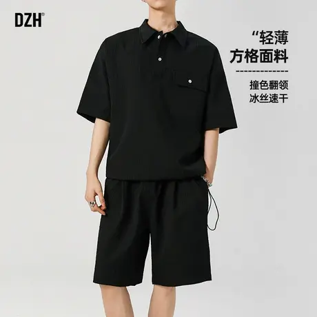 青少年男装帅气学生潮流套装男2025新款夏速干短袖polo衫五分短裤图片