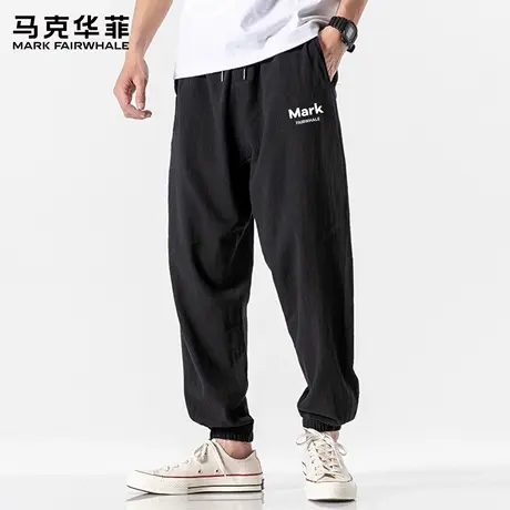 马克华菲2025新款夏季薄款纯棉休闲裤男生宽松直筒运动裤男士裤子图片