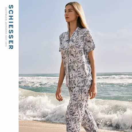 SCHIESSER舒雅女士冰丝凉感柔软亲肤透气梭织睡衣家居服套装22398商品大图