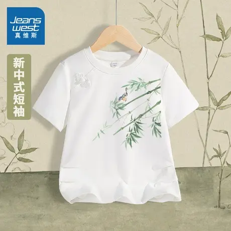 真维斯童装女童短袖t恤2025新款儿童夏季新中式国风上衣女孩夏装图片