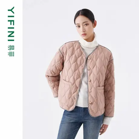 [专柜同款]Yifini/易菲双面穿百搭气质棉衣女冬宽松短款棉服商品大图