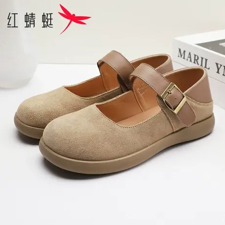 红蜻蜓女鞋2025秋季新款平底休闲勃肯鞋一字扣带浅口百搭玛丽珍鞋商品大图