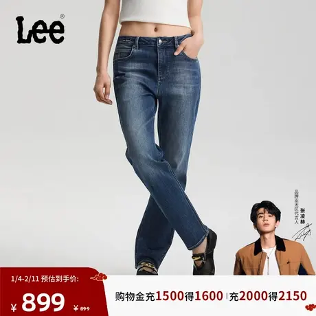 【张凌赫代言】Lee商场款26春夏新422修身直筒牛仔裤复古中深蓝女商品大图