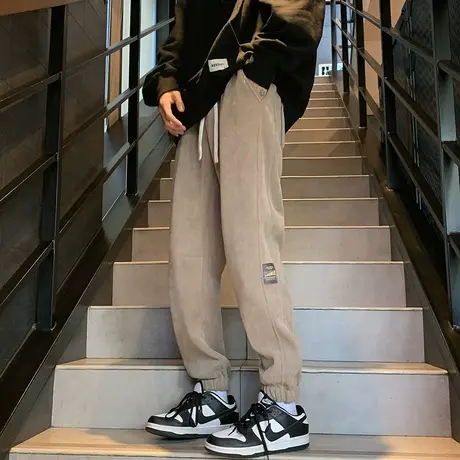 灯芯绒休闲裤男士秋季新款时尚潮流百搭卫裤韩版潮牌束脚运动裤子商品大图