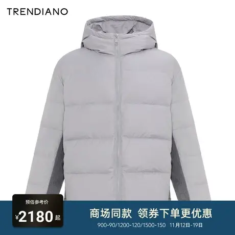 TRENDIANO经典系列牛仔拼接个性连帽羽绒外套男潮2023新款冬季商品大图